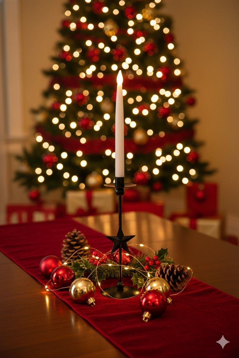 Swen MADALINA, tall midnight Star Taper Candle Holder by SWEN