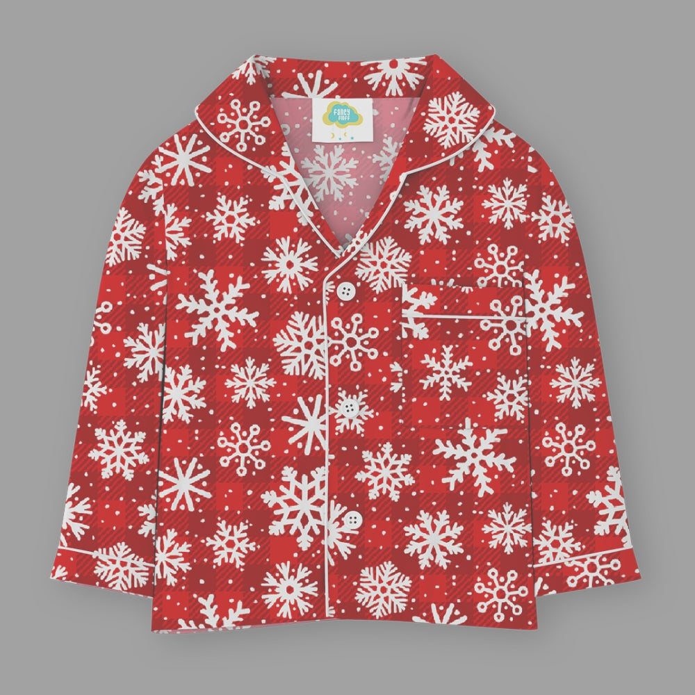 Fancy Fluff Christmas Cotton Night Suit  -   Let it Snow