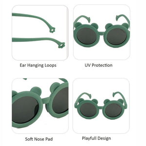 2d Ear Green Frame Anti Ultraviolet Unisex Sunglasses for Toddlers with Satin Storage Pouch - 2 - 5 years Swim