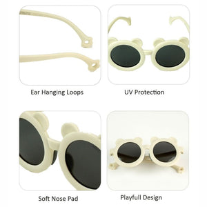 2d Ear White Frame Anti Ultraviolet Unisex Sunglasses for Toddlers with Satin Storage Pouch - 2 - 5 years Swim