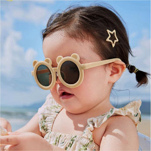 2d Ear Yellow Frame Anti Ultraviolet Unisex Sunglasses for Toddlers with Satin Storage Pouch - 2 - 5 years Swim