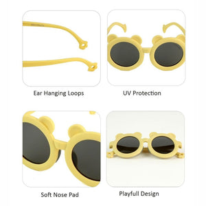 2d Ear Yellow Frame Anti Ultraviolet Unisex Sunglasses for Toddlers with Satin Storage Pouch - 2 - 5 years Swim