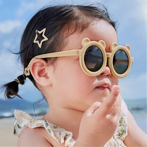 2d Ear Yellow Frame Anti Ultraviolet Unisex Sunglasses for Toddlers with Satin Storage Pouch - 2 - 5 years Swim