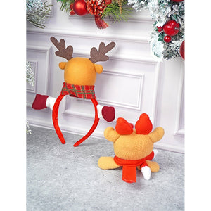 2pcs 3d Reindeer Christmas Hairband and Snowman Wrist Band Combo set for Kids and Adults (Free Size) - XMAS ACCESSORIES