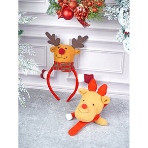 2pcs 3d Reindeer Christmas Hairband and Snowman Wrist Band Combo set for Kids and Adults (Free Size) - XMAS ACCESSORIES