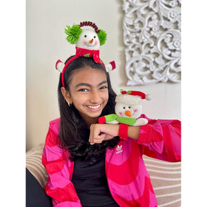 2pcs 3d Snowman Christmas Hairband and Snowman Wrist Band Combo set for Kids and Adults (Free Size) - XMAS ACCESSORIES
