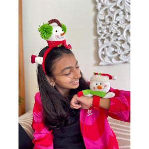 2pcs 3d Snowman Christmas Hairband and Snowman Wrist Band Combo set for Kids and Adults (Free Size) - XMAS ACCESSORIES