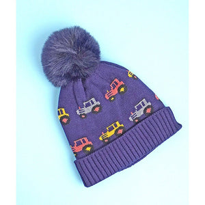 2pcs Blue Red Cars themed Beanie Winter Cap with matching Neck Cuff style Muffler for Kids, 5 - 10 Years - 5 - 10 Years Winter Wear