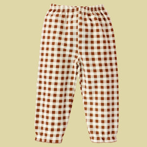 2pcs Brown Checks Long Frock style Top with matching full Pants - 12 - 18 Months Kids Clothing