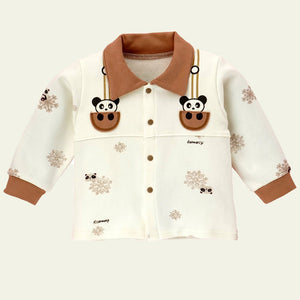2pcs Brown Panda full sleeves shirt with matching Pants for Toddlers - 12 - 18 Months Kids Clothing