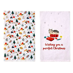 2pcs Christmas Printed Kitchen Napkin Set , Big Size Festive Table & Kitchen Napkins Xmas Home Décor - Christmas