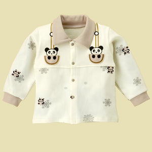 2pcs Cream Panda full sleeves shirt with matching Pants for Toddlers - 12 - 18 Months Kids Clothing
