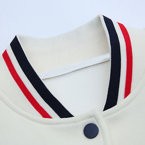 2Pcs Cream With Red And Navy Varsity Style Jacket With Matching Pants For Kids & Tweens - 5 - 6 Years Kids Clothing