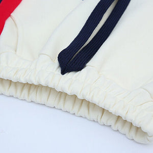 2Pcs Cream With Red And Navy Varsity Style Jacket With Matching Pants For Kids & Tweens - 5 - 6 Years Kids Clothing