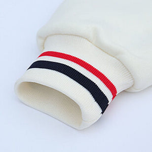 2Pcs Cream With Red And Navy Varsity Style Jacket With Matching Pants For Kids & Tweens - 5 - 6 Years Kids Clothing