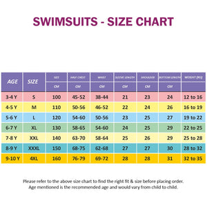 2pcs Dark Pink Unicorn Moon,Kids UPF 50+ Swimwear with matching Swim Cap&Free Washbag - 4 - 5 Years Swim