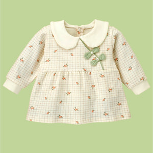 2pcs Light Green Little Florals and Bows Long Frock style Top with matching full Pants - 12 - 18 Months Kids Clothing