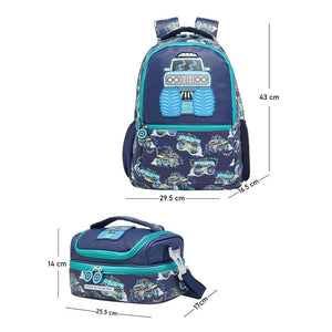 2pcs Monster Truck School Backpack & matching Lunchbag for Kids, 5yrs - 10 yrs - 5 - 10 Years Back To School