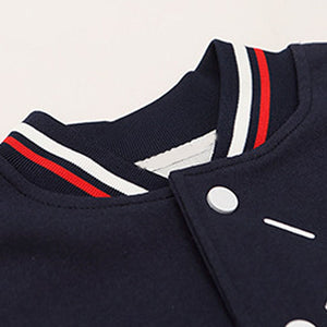 2Pcs Navy With Red And Cream Varsity Style Jacket With Matching Pants For Kids & Tweens - 5 - 6 Years Kids Clothing