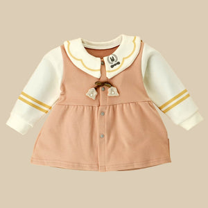 2pcs Peach Scalloped Long Frock style Top with matching full Pants - 12 - 18 Months Kids Clothing