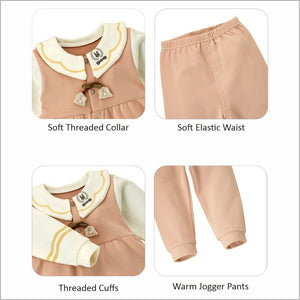 2pcs Peach Scalloped Long Frock style Top with matching full Pants - 12 - 18 Months Kids Clothing