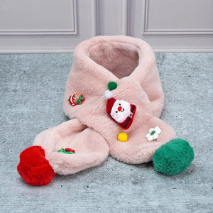 2pcs Pink Santa Christmas themed Winter Cap Beanie with matching Long style Neck Muffler for Kids, 3 - 10 Years - 3 - 10 Years Winter Wear