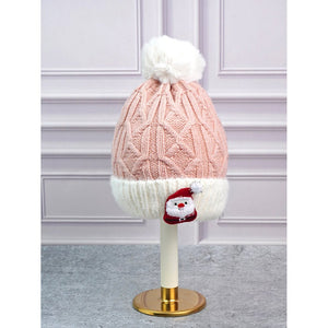 2pcs Pink Santa Christmas themed Winter Cap Beanie with matching Long style Neck Muffler for Kids, 3 - 10 Years - 3 - 10 Years Winter Wear