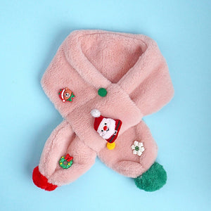 2pcs Pink Santa Christmas themed Winter Cap Beanie with matching Long style Neck Muffler for Kids, 3 - 10 Years - 3 - 10 Years Winter Wear