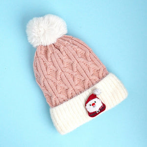 2pcs Pink Santa Christmas themed Winter Cap Beanie with matching Long style Neck Muffler for Kids, 3 - 10 Years - 3 - 10 Years Winter Wear