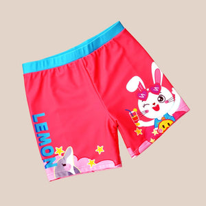 2pcs Pink Starry Rabbit,Kids UPF 50+ Swimwear with matching Swim Cap&Free Washbag - 5 - 6 Years Swim