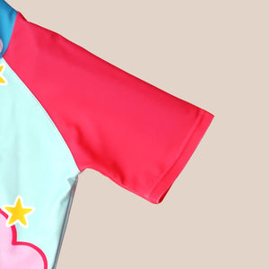 2pcs Pink Starry Rabbit,Kids UPF 50+ Swimwear with matching Swim Cap&Free Washbag - 5 - 6 Years Swim