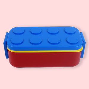 2Pcs Rectangle Blue Lego Lid Bpa Free Plastic Kids Lunch Box Plus Cup Bottle For Kids - Back To School