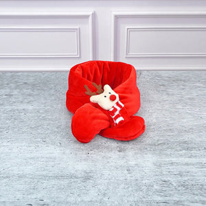 2pcs Red Nose Reindeer themed Winter Cap Beanie with matching Long style Neck Muffler for Kids, 3 - 10 Years - 3 - 10 Years Winter Wear