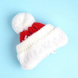 2pcs Red Nose Reindeer themed Winter Cap Beanie with matching Long style Neck Muffler for Kids, 3 - 10 Years - 3 - 10 Years Winter Wear