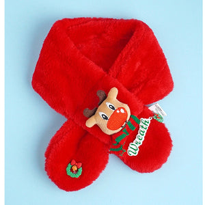 2pcs Red Reindeer themed Winter Cap Beanie with matching Long style Neck Muffler for Kids, 3 - 10 Years - 3 - 10 Years Winter Wear