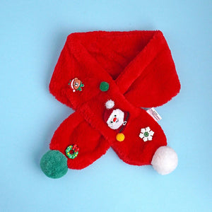 2pcs Red Santa Christmas themed Winter Cap Beanie with matching Long style Neck Muffler for Kids, 3 - 10 Years - Winter Wear