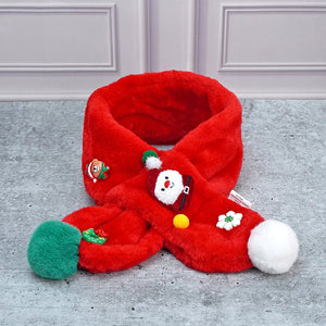 2pcs Red Santa Christmas themed Winter Cap Beanie with matching Long style Neck Muffler for Kids, 3 - 10 Years - Winter Wear