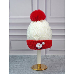 2pcs Red Santa Christmas themed Winter Cap Beanie with matching Long style Neck Muffler for Kids, 3 - 10 Years - Winter Wear