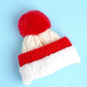 2pcs Red Santa Christmas themed Winter Cap Beanie with matching Long style Neck Muffler for Kids, 3 - 10 Years - Winter Wear