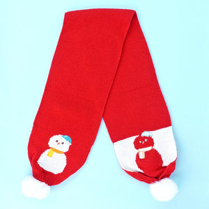 2Pcs Red Snowman Themed Beanie Winter Cap With Matching Long Style Neck Mufflers For Kids, 4 - 10 Years - 4 - 10 Years Winter Wear