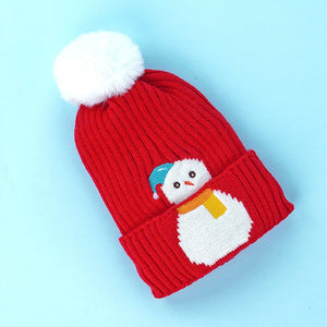 2Pcs Red Snowman Themed Beanie Winter Cap With Matching Long Style Neck Mufflers For Kids, 4 - 10 Years - 4 - 10 Years Winter Wear