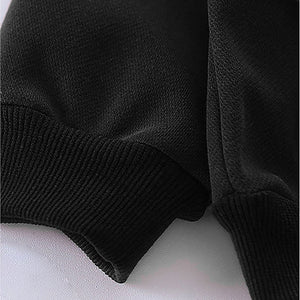 2Pcs Set Black Stripes Doggy Eye Patch Track Suit Set For Toddler And Kids Winter & All Season Wear - 2 - 3 Years Kids Clothing