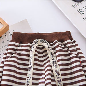 2Pcs Set Brown Stripes Doggy Eye Patch Track Suit Set For Toddler And Kids Winter & All Season Wear - 2 - 3 Years Kids Clothing
