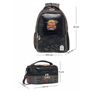 2pcs set of Jurasic Dino School Backpack & matching Lunchbag for Kids, 5yrs - 10yrs - Back To School