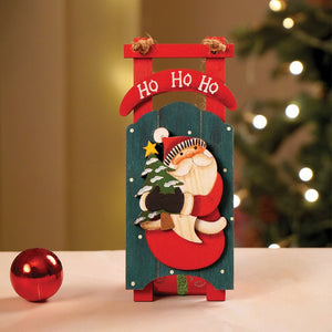 2pcs set of Wooden Sledge with Santa & Snowman Christmas tree Ornaments - Christmas