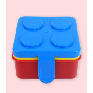 2Pcs Square Blue Lego Lid Bpa Free Plastic Kids Lunch Box Plus Cup Bottle For Kids - Back To School