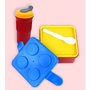 2Pcs Square Blue Lego Lid Bpa Free Plastic Kids Lunch Box Plus Cup Bottle For Kids - Back To School
