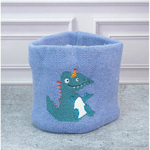 2pcs themed Blue party Dino themed Beanie Winter Cap with matching Neck Cuff style Muffler for Kids, 4 - 10 Years - 4 - 10 Years Winter Wear