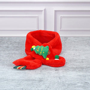 2pcs White & Red Tree Christmas themed Winter Cap Beanie with matching Long style Neck Muffler for Kids, 3 - 10 Years - 3 - 10 Years Winter Wear
