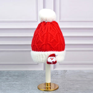 2pcs White Santa Christmas themed Winter Cap Beanie with matching Long style Neck Muffler for Kids, 3 - 10 Years - 3 - 10 Years Winter Wear